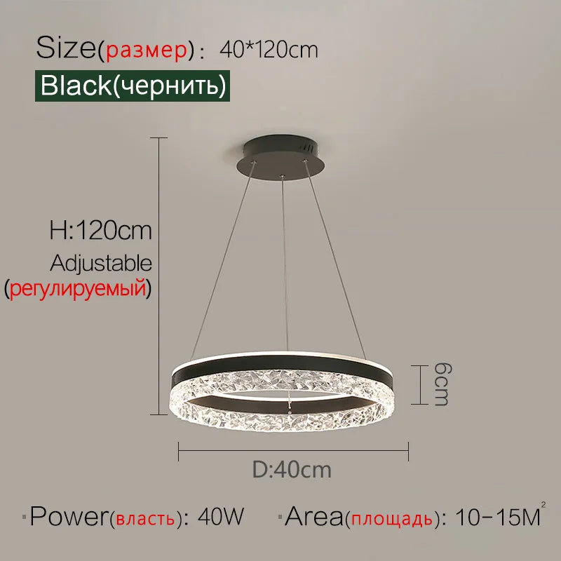 Afralia™ Crystal Ring LED Pendant Light - Modern Home Lighting for Bedroom and Restaurant