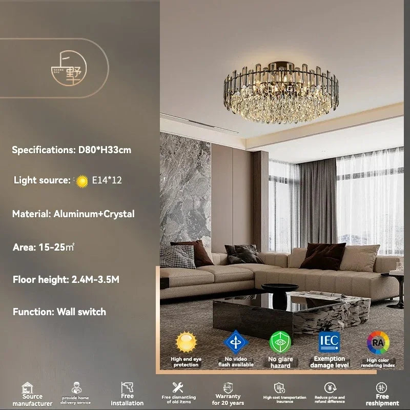 Afralia™ Gold Crystal Ceiling Chandelier: Luxury Modern LED Pendant for Home Décor