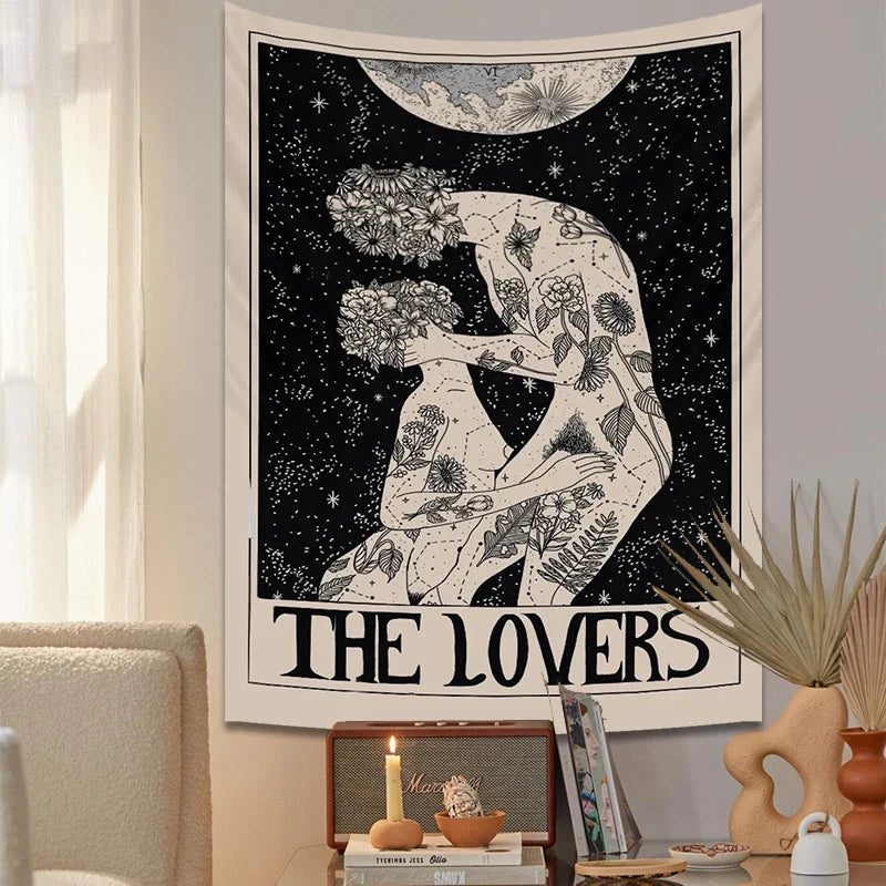 Afralia™ Lovers Tarot Tapestry for Spiritual Wall Decor and Astrology Enthusiasts