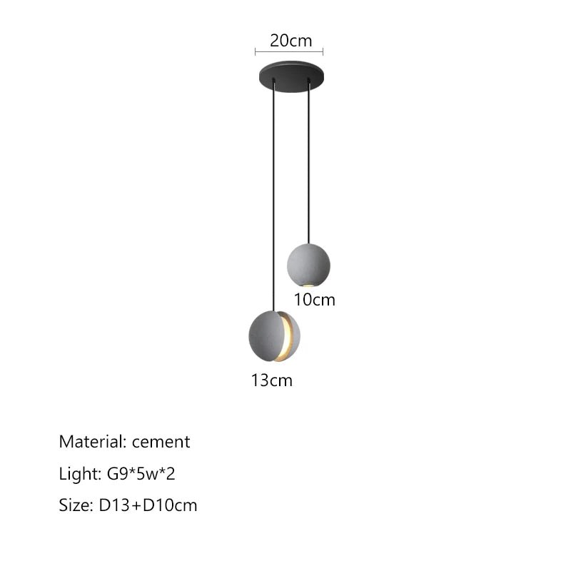 Afralia™ Cement Planet Chandelier Hanging Lamp for Dining Room & Bedroom