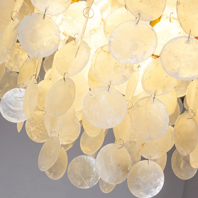 Afralia™ LED Shell Chandelier: Modern Gold Chrome Ceiling Hanging Light