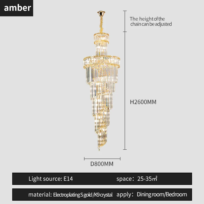 Afralia™ Crystal Spiral Chandelier Duplex for Modern Spaces