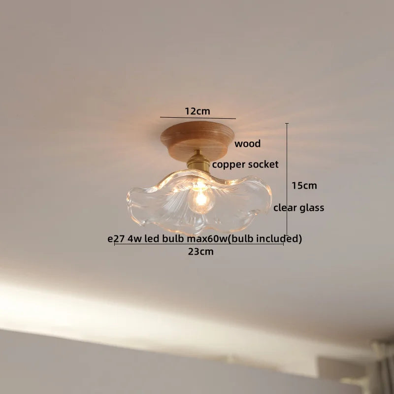 Afralia™ Copper Wood LED Ceiling Lamp Ceramic Modern Ceiling Lights for Home Decor