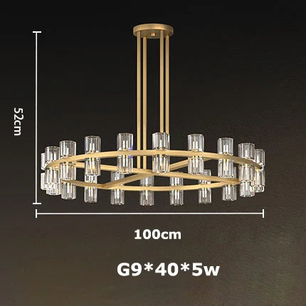 Afralia™ Crystal Black Gold Luxury LED Hanging Pendant Light for Living Room