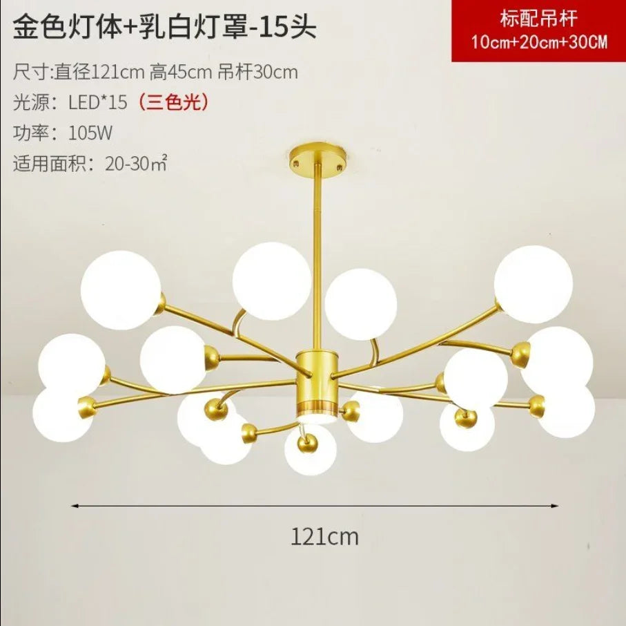 Afralia™ Nordic Glass Ball LED Ceiling Chandelier for Home Decor Fixture