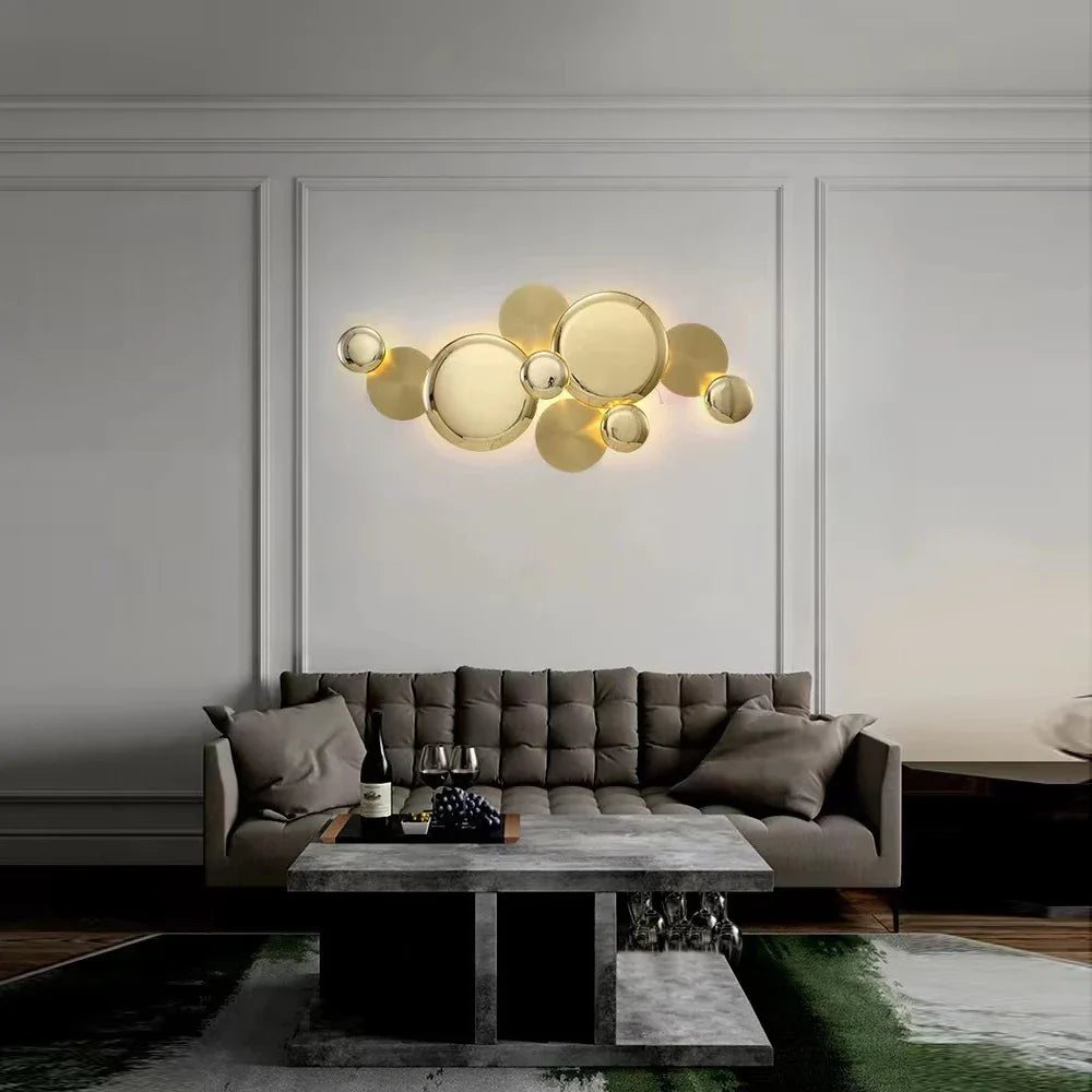 Afralia™ Large Metal Gold Wall Sconce Lamps LED Modern Luxury Home Decor Light