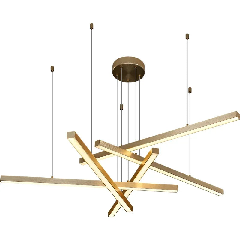 Afralia™ Modern Gold Black Led Pendant Lights, Dimmable, L80cm, Aluminium, Dining Room Hanging Lamp