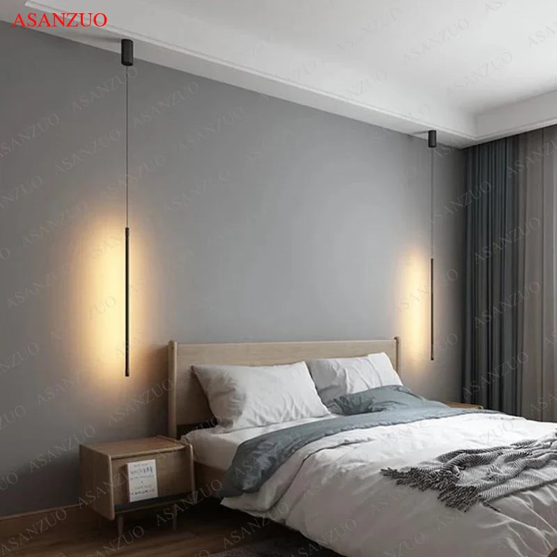 Afralia™ LED Pendant Light: Adjustable Line Strip Hanging Lamp for Modern Home Decor