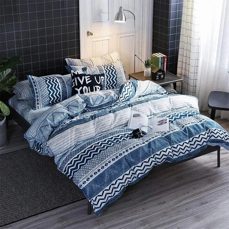 Afralia™ Boho Chic Stripe Bedding Set with Pillowcase - Ultra-Soft Microfiber Quilt Cover