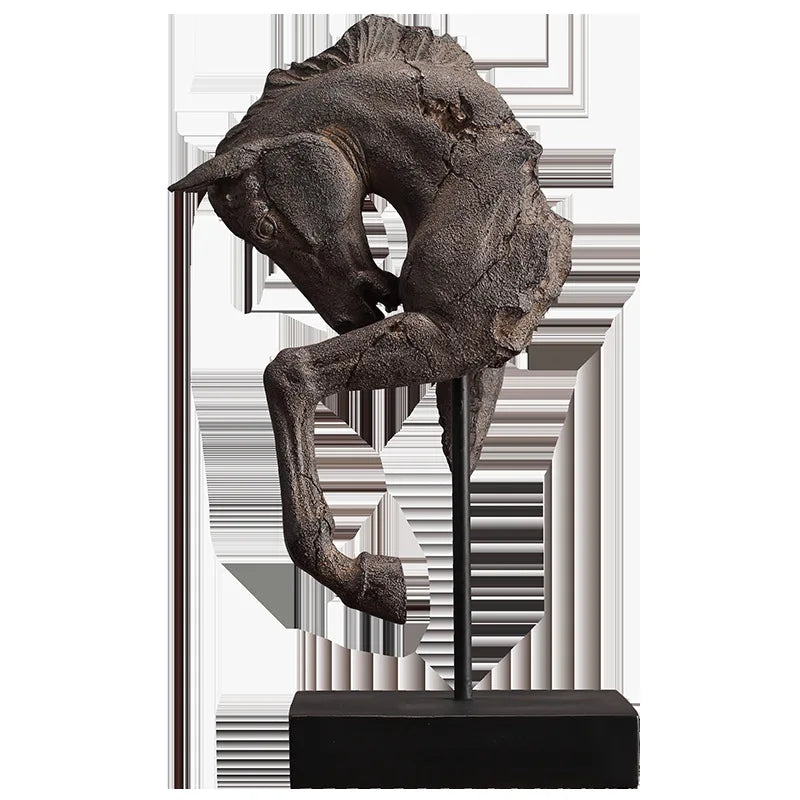 Afralia™ Vintage War Horse Sculpture for Home Decor