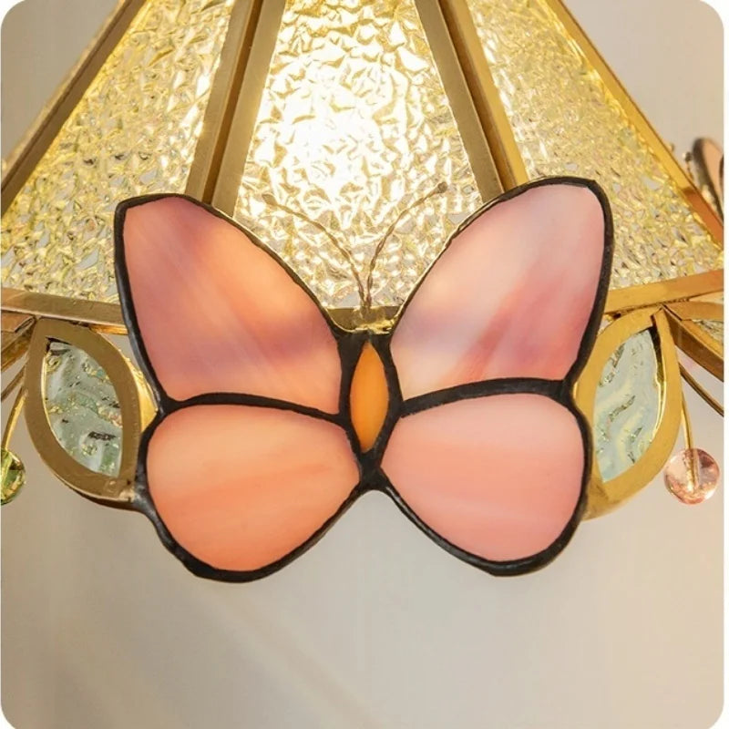 Afralia™ Tiffany Glass LED Pendant Light - Copper Vintage Hanging Lamp
