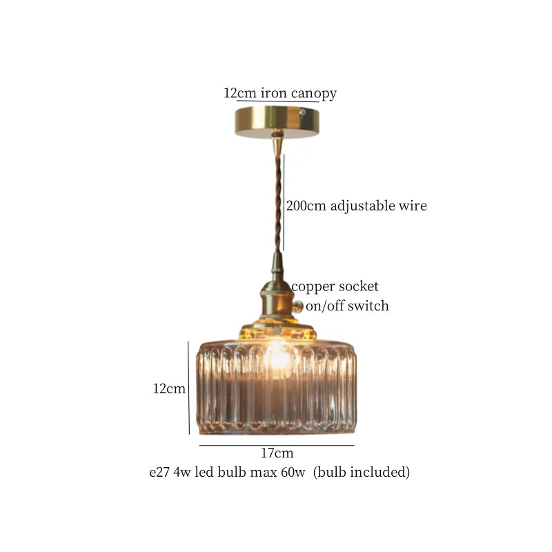 Afralia™ Small Glass LED Pendant Lights Japanese Vintage Hanging Lamp