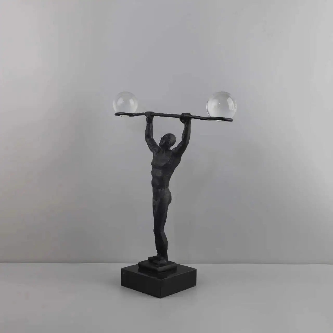 Afralia™ Weightlifter Metal Sculpture: Sporty Portrait Figurine, Home Decoration Accessory