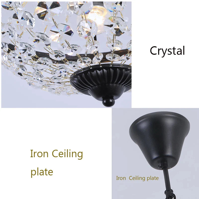 Afralia™ Iron Art Crystal Chandelier for Dining Room and Bedroom