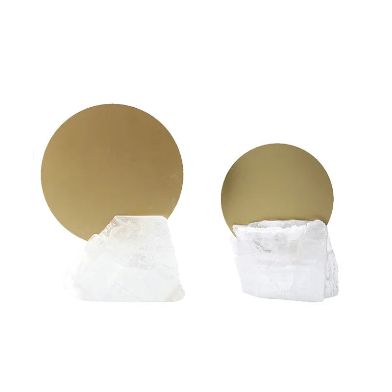 Afralia™ Crystal Geometric Metal Sculpture Decor Ornaments Golden Handicraft Figurines