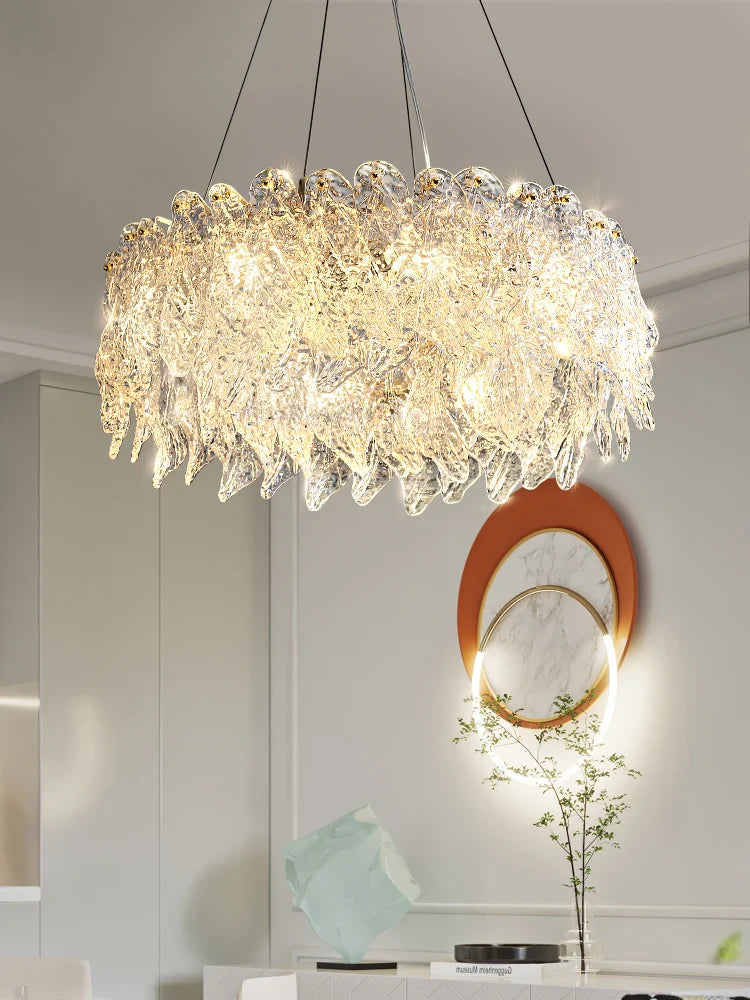 Afralia™ Luxury Crystal LED Round Ceiling Chandelier: Modern Bedroom & Living Room Pendant