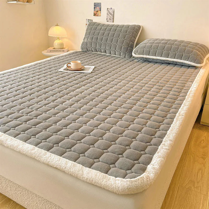 Afralia™ Milk Velvet Printed Mattress Topper: Thick Warm Cartoon Cushion for All Seasons