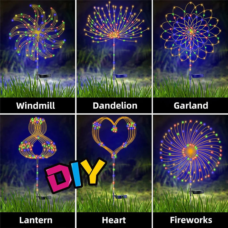 Afralia™ Solar Firework Fairy Lights for Outdoor Garden Decoration and Parties