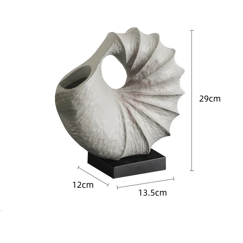 Afralia™ Resin Shell Vase Abstract Sculpture Home Decor Ornament