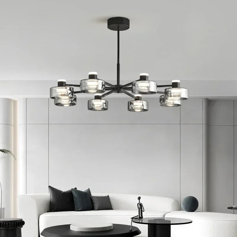 Afralia™ Modern Minimalism Circle Glass Chandelier LED Pendant Lights for Home Decoration