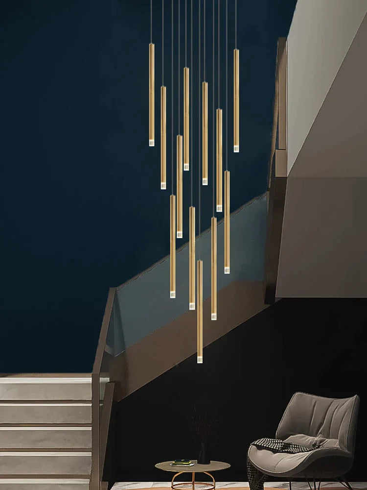 Afralia™ Copper Cylinder Chandelier: Modern Nordic Kitchen Staircase Pendant