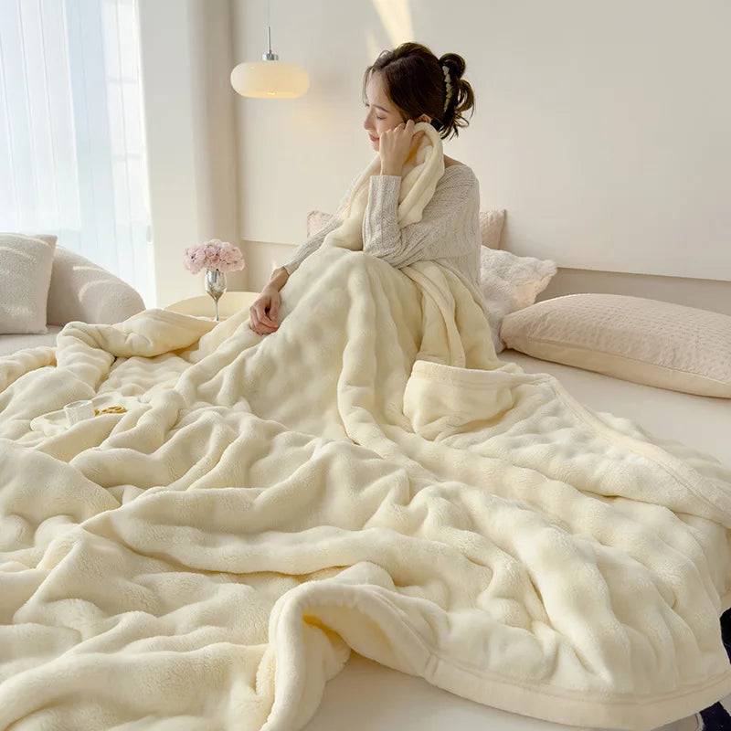 Afralia™ Rabbit Faux Fur Plush Blanket | Double-Sided Winter Sofa Cover & Bed Throw