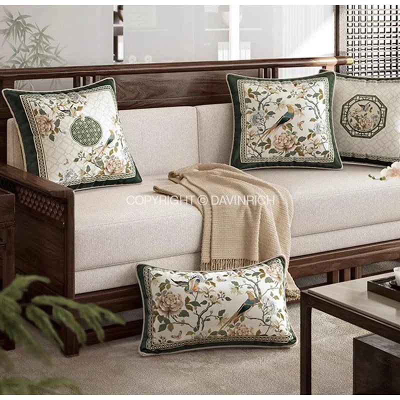 Afralia™ Dream Floral Birds Print Oriental Cushion Covers for Luxury Sofa