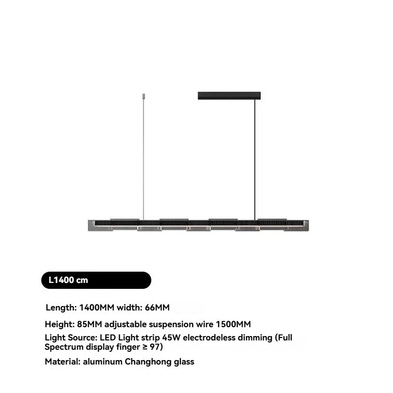 Afralia™ Black Glass Linear Chandelier for Dining Office Bar Modern Kitchen Island