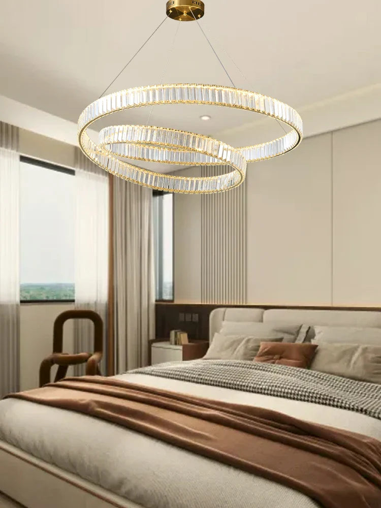 Afralia™ Crystal LED Pendant Light Chandelier for Bedroom Living Room - Adjustable Ceiling Lamp