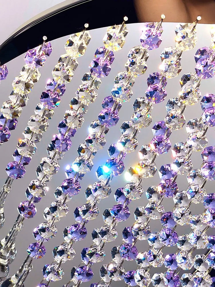 Afralia™ Purple Crystal Chandelier Pendant Light for Restaurant Bedroom - Minimalist Modern Design