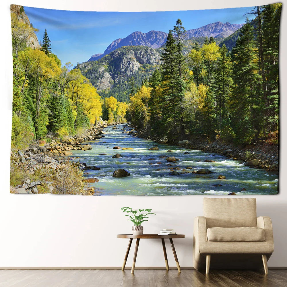Afralia™ Peaks Forest Tapestry Wall Hanging for Bohemian Minimalist Room Decor