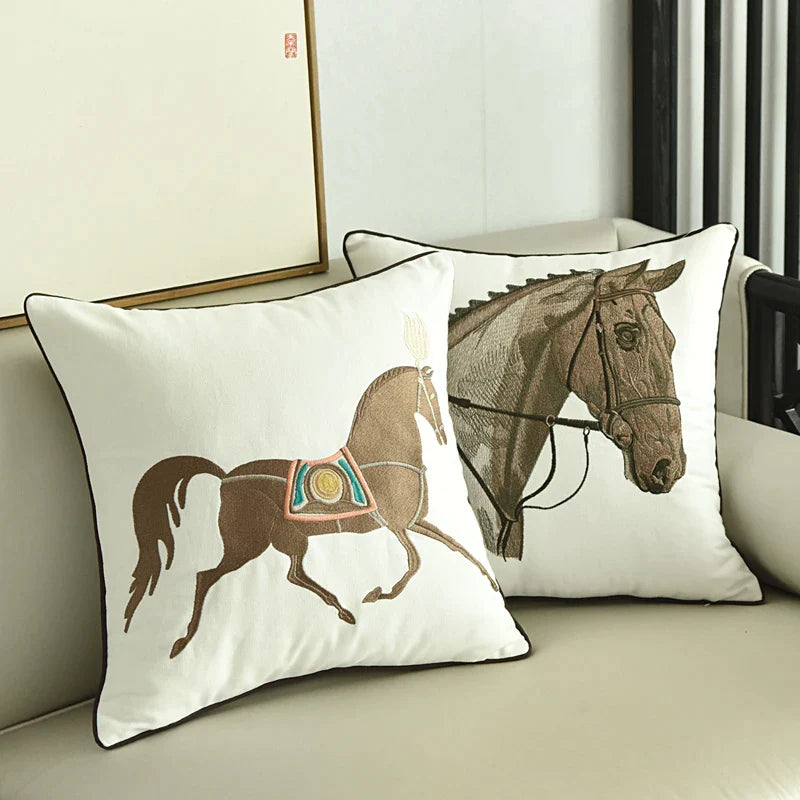 Afralia™ Embroidered Horse Pillowcase | 45x45cm | Home Decor, Sofa, Living Room