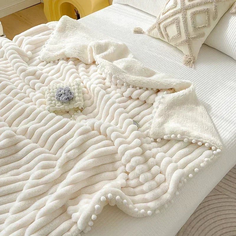 Afralia™ Luxe Faux Rabbit & Lamb's Wool Weighted Blanket for Cozy Autumn Winter Warmth