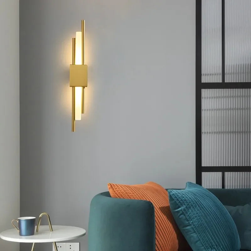 Afralia™ Gold LED Wall Sconce | Modern Nordic Bedroom Living Room Indoor Lighting