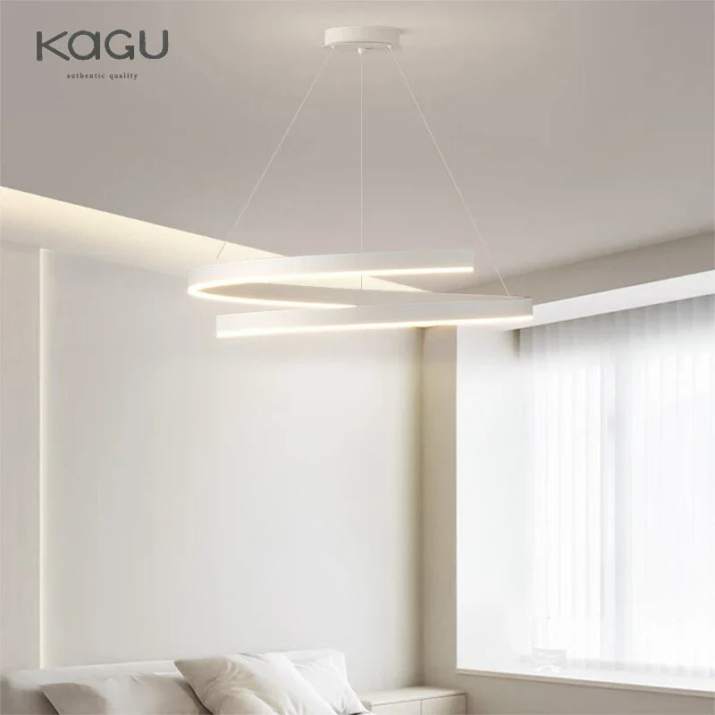 Afralia™ Round Spiral Chandelier in Black/White For Living Dining Kitchen Room Lighting Fixtures