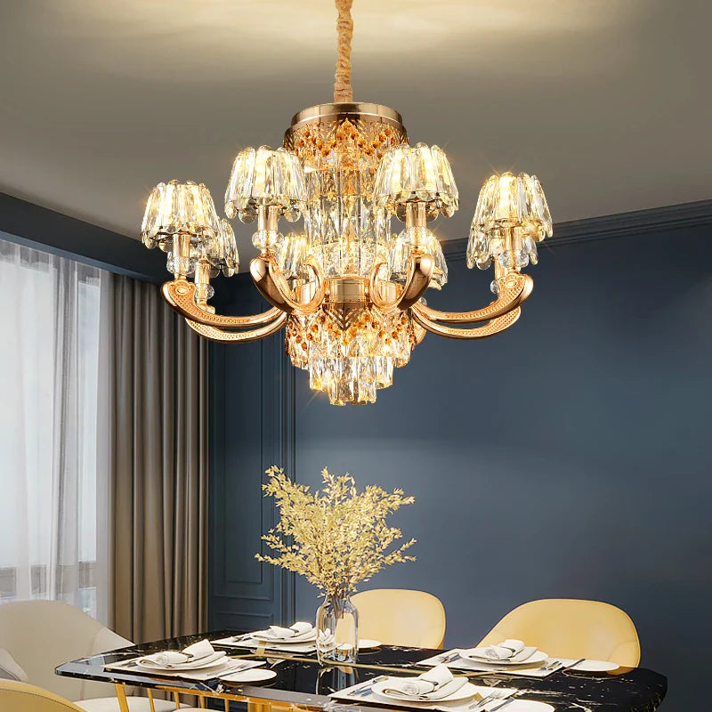 Afralia™ Crystal Luxury Chandelier: Elegant European Atmosphere Lighting for Living Room, Bedroom, and Restaurant