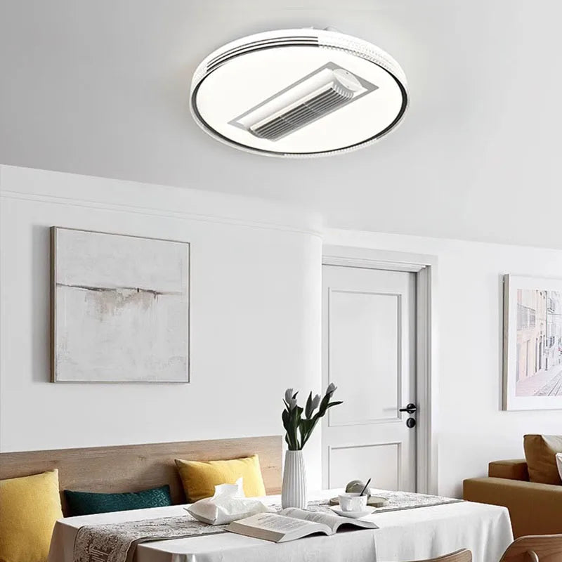 Afralia™ Crystal Bladeless Ceiling Fan Light Chandelier LED Silent Electric Ventilator