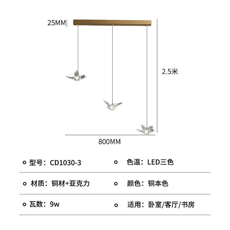 Afralia™ Modern Bird-Shaped Dining Pendant Lamp for Storefront and Living Room