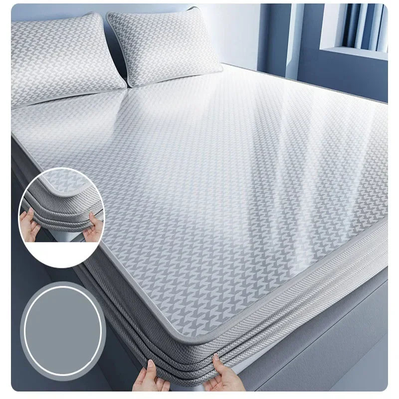 Afralia™ Silky Cool Feeling Full Fitted Sheet Set | Solid Color Bed Cover