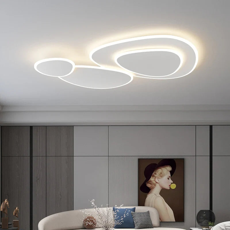 Afralia™ Modern LED Chandelier Lights Dimmable White Fixtures for Living Bedroom Study Room