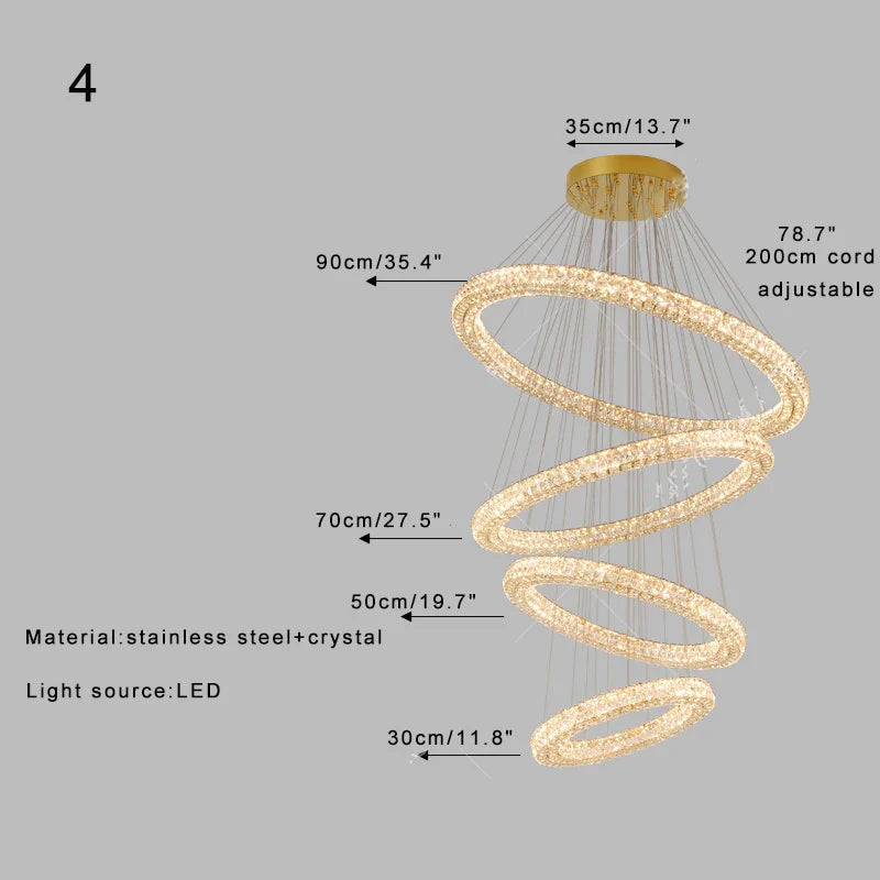 Afralia™ Crystal Pendant Light, Dimmable, Remote Control, High Ceiling Decoration