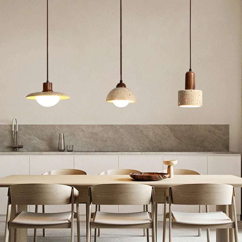 Afralia™ Wabi Sabi Stone Pendant Light: Retro LED Kitchen Dining Room Bedside Lighting