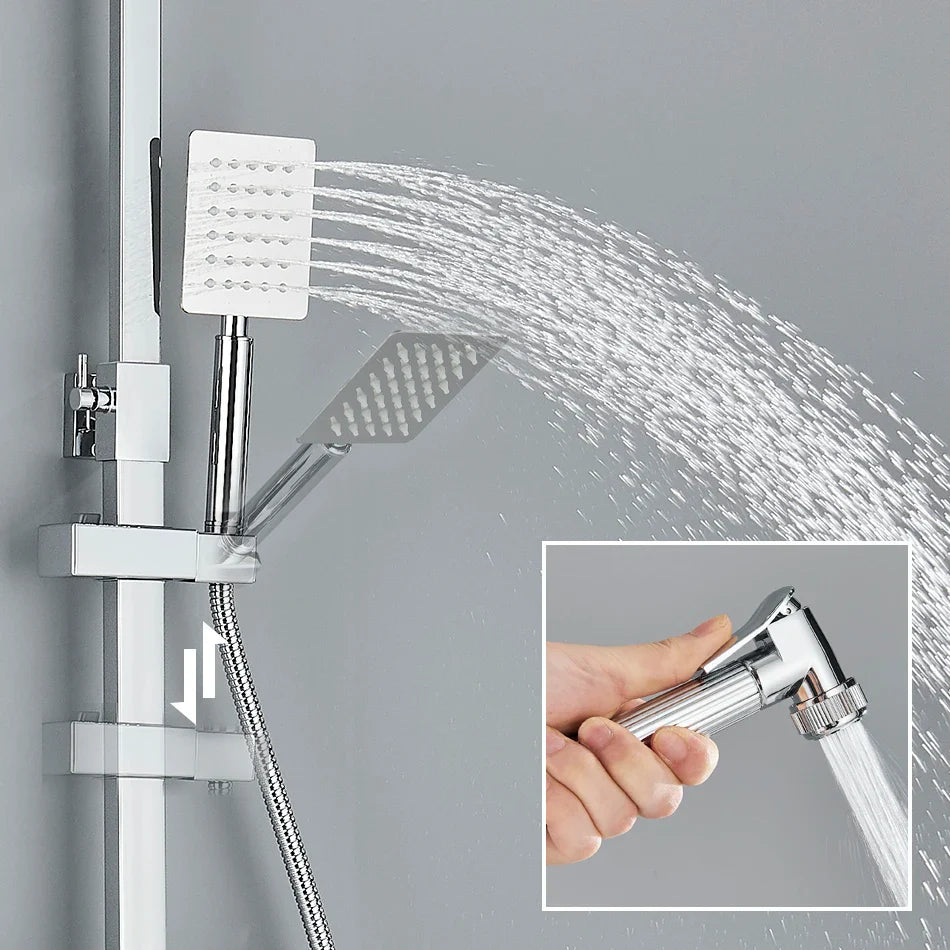 Afralia™ Rainfall Shower Faucet System with Long Spout Mixer Set and Bidet Taps