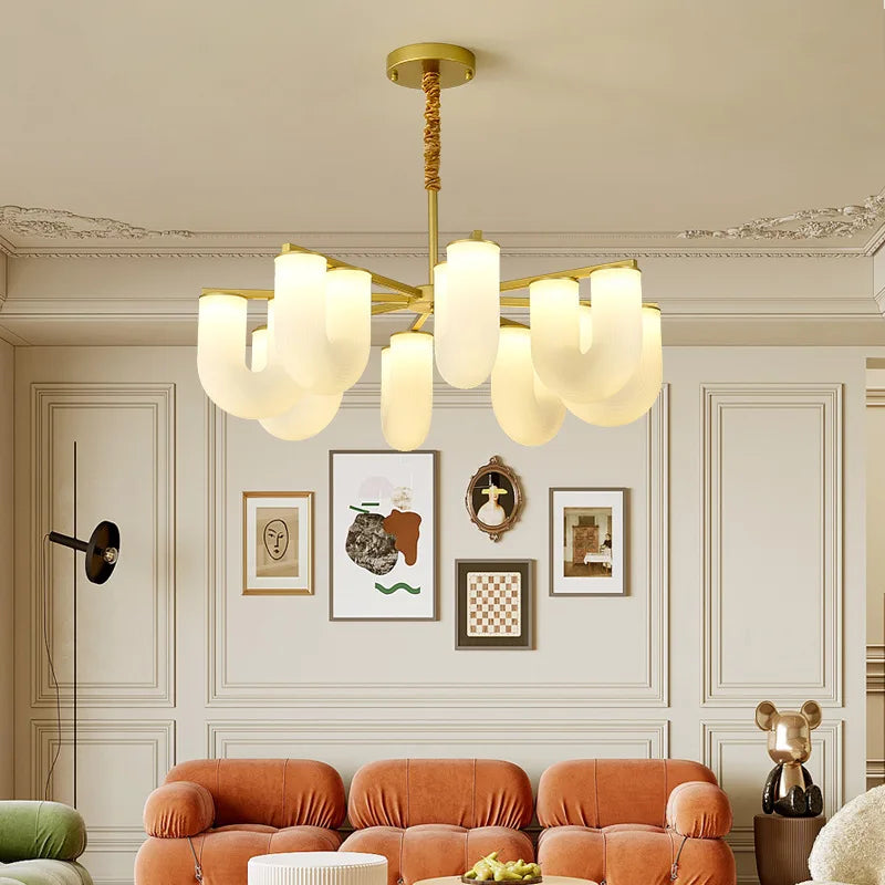 Afralia™ French Cream U-shaped Floor Lamp, Nordic Minimalism LED Light for Home Decor