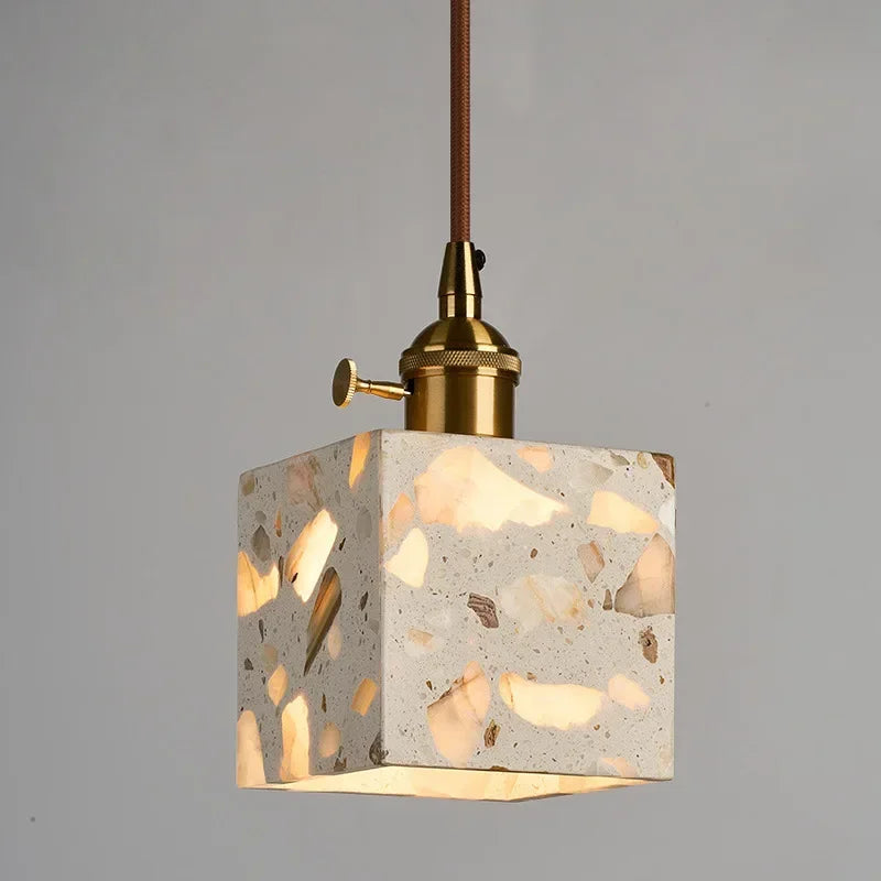 Afralia™ Terrazzo Pendant Lights: French Retro Handmade Design for Bedroom, Dining, Kitchen Island