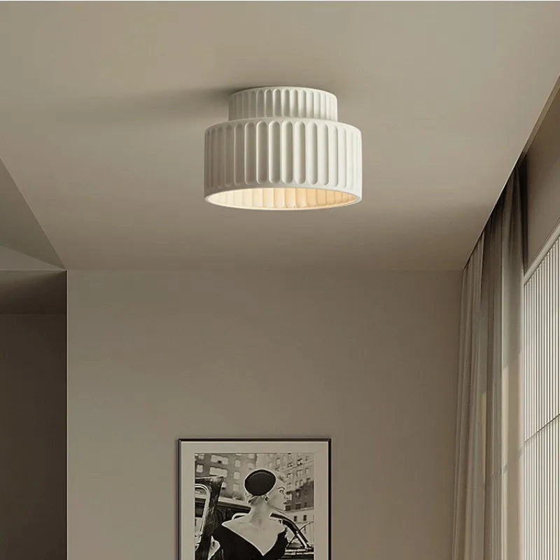 Afralia™ Nordic Creamy LED Ceiling Lamp - Wabi Sabi Style Bedroom Home Decor Fixtures