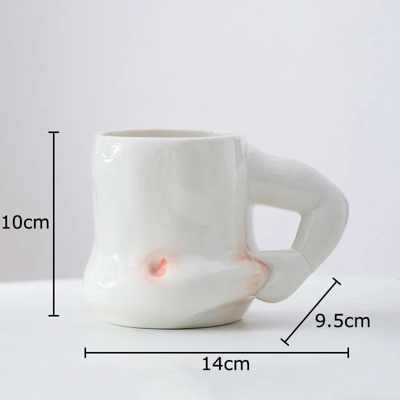 Afralia™ Creative Pinch Belly Ceramic Cup Set for Dining Table Coffee Milk Tea Juice