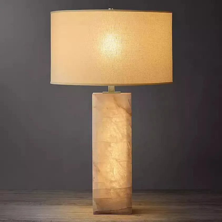 Afralia™ Luxury White Stone Base Marble Table Lamp for Hotel, Cafe & Store