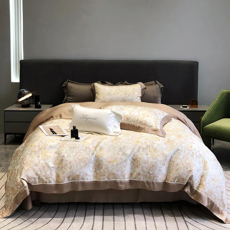 Afralia™ Eucalyptus Lyocell Flowers Duvet Set with Sheet & Pillowcases