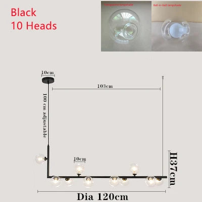 Afralia™ Dual Glass Lamp Ceiling Chandelier LED Suspension Light for Dining and Kitchen